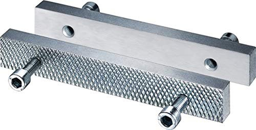 Heuer 116120 Schraubstockbacken, Wechselbacken (Stahl, gehärtet, verzinkt, Wend-und wechselbar, glatt, andere Seite geriffelt geeignet für Schraubstock 120 mm)