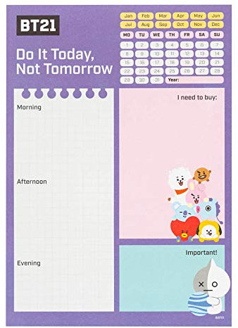 Grupo Erik Tagesplaner Block A5 - Terminplaner A5 BT21- Kalender A5 Planer A5 - Tischkalender ohne datum - Offizielles BT21- Merchandising