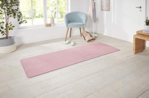 Hanse Home Nasty - Tapis de Couloir - Moelleux à Poils Courts - Couleur Unie - pour Salle à Manger, Salon, Chambre d'enfant, Couloir, Chambre à Coucher, Cuisine - Uni - Rose Clair - 80 x 200 cm
