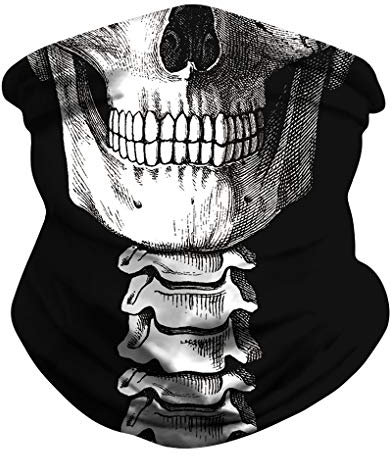 YJZQ Sturmhaube, Halloween-Kostüm, 3D-Maske, Bandana, Unisex, mit Totenkopfmotiv, Schwarz, Partykostüm, nahtlos, für Motorrad, Fahrrad, Wandern, Skifahren, Schwarz105, Einheitsgröße