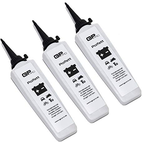 GP-PRO Polfett Made in Germany 3x 50ml - Korrosionsschutz für Batteriepole, Kontakte, Schellen, Schraubverbindungen (Autobatterie/Motorradbatterie/E-Bikes)
