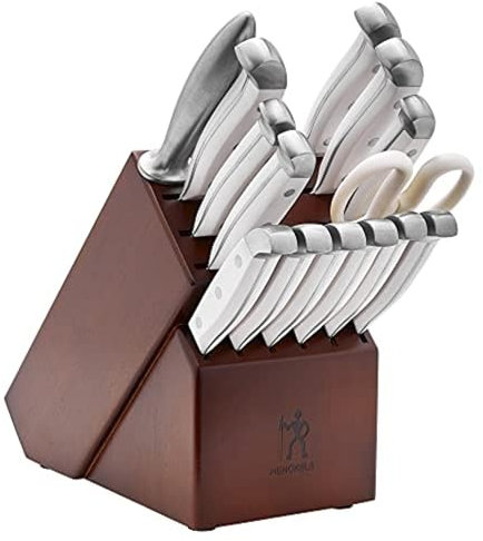HENCKELS Statement Razor-Sharp 15-Piece White Handle Knife Set with Block, German Engineered Knife Informed by over 100 Years of Mastery
