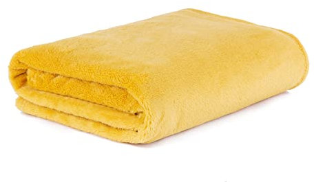 HOMLA Rote Fleecedecke Flauschig und Warm - für Couch Sofa und Bett Kuscheldecke Sofadecke Wohndecke - Pflegeleicht 150 x 200 cm Senf