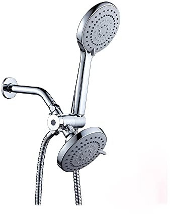 5-Zoll-Regenduschkopf mit 5 Strahleinstellungen Handbrause-Kombination - Verwenden Sie jeden Duschkopf separat oder beide zusammen! Premium-Chrom-Finish - einfach zu installierendes Badezimmer-Set