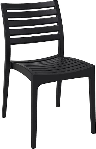 Sedessi Ares stapelbarer Stuhl - Der hochwertige Gastrostuhl, Gartenstuhl, Terrassenstuhl, Esszimmerstuhl oder Balkonstuhl. Witterungs-, Frost- und UV-beständig. (Black)