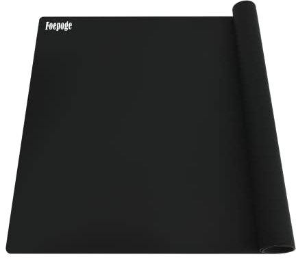 1.5MM Extra Thick Silicone Table Placemats, 27.9 x 20 XL Large Dining Table Mats Heat Resistant, Silicon Place Mats Waterproof for Countertop Protector Kids Kitchen Counter Mat by Foepoge, Black