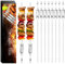 Skewers for Grilling - 17 (8 PCS) Metal Stainless Steel Skewers for BBQ with Push Slider, BBQ Skewers, Metal Kebab Skewers Dishwasher Safe
