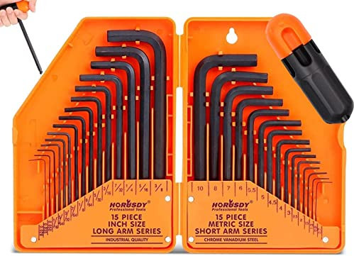 31-Piece Hex Key Set | Allen Wrench Set | Metric (0.7mm-10mm) & Imperial (0.028-3/8) | Durable & Precise | Ideal for DIY and Professionals