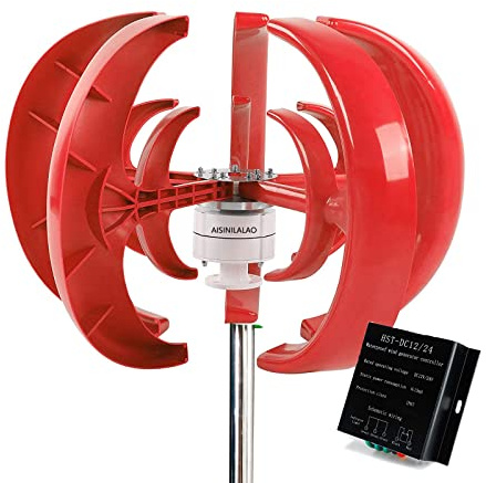 AISINILALAO Kit generatore di turbina eolica Verticale da 4000w Senza Giardino della casa, Piccola Turbina eolica Verticale a Tre Fasi Maglev per casa o Campeggio (con Controller MPPT),48v