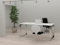 Mesa de Oficina con Estructura de Marco Cerrado Efecto Cromo, para teletrabajo, despachos, Sala de Estudios y Ordenadores. con Gran amplitud para Dar más Comodidad. (Blanco, 140x60)