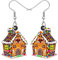 LONYOO Acryl Weihnachten Lebkuchenhaus Ohrringe Baumeln Anime Süßigkeiten Haus Schmuck Weihnachten Geschenke für Frauen Mädchen (Orange)