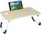 BAKAJI Mesa de Cama, Bandeja para Desayuno sofá, Mesa Porta Tablet, portátil, PC, Estructura de Metal Plegable, Atril Plano de Madera, Dimensiones 60 x 40 x 26 cm, Fresno (Blanco)
