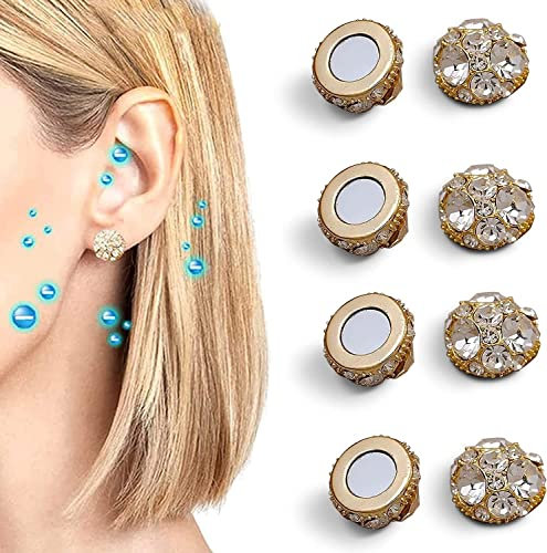 Non Piercing Akupressur Magnetherapie Detox Ohrringe, 2023 Neue Magnetische Lymphe Detox Ohrringe für Frauen (Gold (2 Paar))