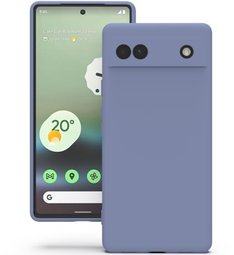 YATWIN Hülle für Google Pixel 6a, Silikon Handyhülle mit Futter, 1mm Kamera und Displayschutz, Dünn & Leicht, Anti Kratzer Case, Lavendelgrau