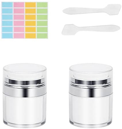 Darbermu 2PCS Pump Bottle Dispenser, Empty Refillable Cosmetic Airless Pump Jars Bottles, Travel Cream Jar Vacuum Bottle Portable Cosmetic Container (30ml), (XR-G1011)