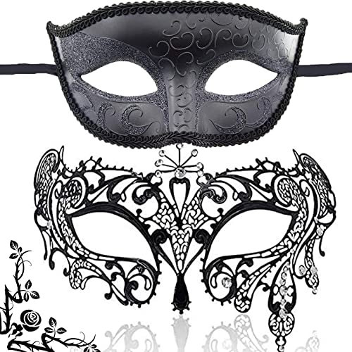 2 Stück Venezianische Maske, Venezianische Maske Paar Maskerade Mask, Spitze Augenmaske Maskerade, Sexy Venezianische Party-Verkleidung, Geeignet Für Maskerade, Nachtclub, Modelshow, Valentinstag