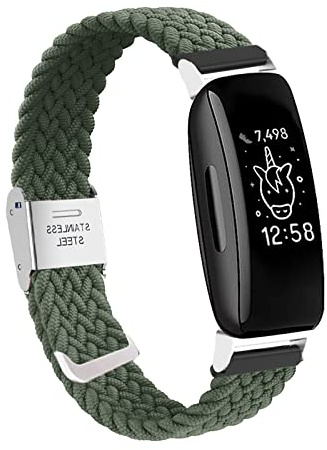 KARYOU Nylon Armband für Fitbit Ace 3 - Sportliches Solo Loop Armband mit Fitbit Ace 3 Ersatzarmband - Geflochtenes Nylon, 145 Millimeter, Schwarz