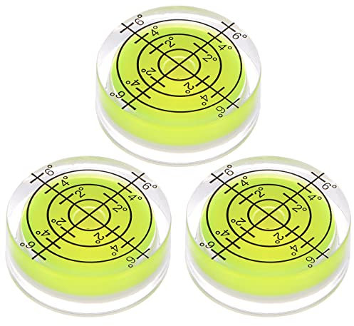 sourcing map 3pcs Round Bubble Level 32x12mm Mini Circular Bullseye Spirit Levels for Leveling Camera Tripod Telescope Workshop Turntable Pictures Frame, Lime
