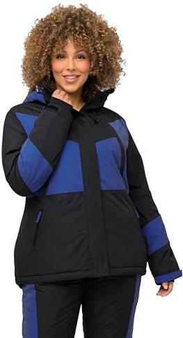 Ulla Popken Damen Funktionsjacke, Skijacke reflektierend, wassedicht Jacken, schwarz, 46-48