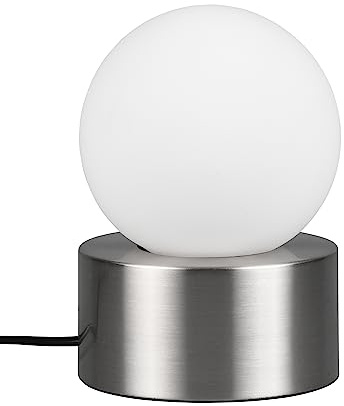 Reality Leuchten Tischleuchte Countess R59051007, Metall Nickel, Glas weiß, exkl. 1x E14, On/OFF Touch