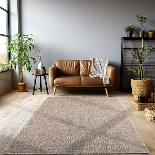 HomebyHome Outdoor Teppich Wetterfest 80x150 cm Sisal Optik Beige Meliert Design Läufer - Balkon Teppich Wasserfest Küchenteppich Außenbereich Teppich für Terrasse Garten Balkon