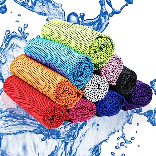 10PCS kühlendes handtuch, Kühlhandtuch, Kühltuch, kühltuch cool towel, Cooling towel, kühltücher hals, ice towel, kühltücher für menschen, für Fitness Sport Yoga, Golf, Strand, Training, Reisen