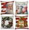ASDCXZ Weihnachten Kissenbezug 40x40 cm 4er Set, Rot Gold Weiß Weihnachtsmann Kranz Sofa Dekokissen Kissenbezüge Kissenhülle Waschbar Polyester Leinen Textil Polster Kopfkissenbezug Kissen Bezug