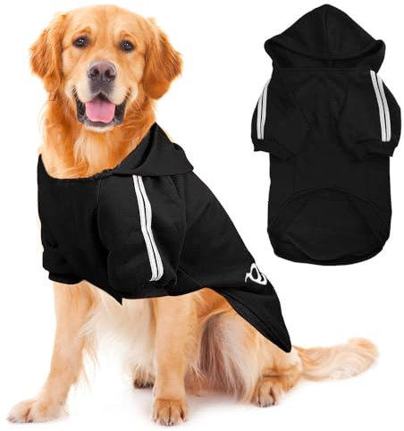 Voarge Hunde Warm Hoodies Mantel, Winterkleidung Großer Hund,Knopfdesign Hundehoodie,Hundepullover Grosse Hunde,Hundemantel (Schwarz, 4XL)