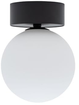 Licht-Erlebnisse Deckenlampe klein blendarm G9 Ø 12 cm H: 15,5 cm Schwarz Weiß Glas Metall Retro rund Deckenleuchte Flur Küche Badezimmer Wohnzimmer