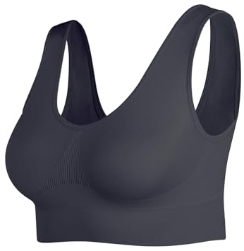 JEMINAY Women's Wireless Sleep Bras Unpadded Seamless Comfort Bras Throw-on Wirefree Bralettes,1*Black,XL