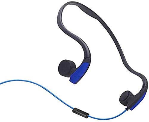 DESAV Cuffie a conduzione ossea con microfono stereo open-ear sportivo cablato auricolare a prova di sudore con riduzione del rumore, blu