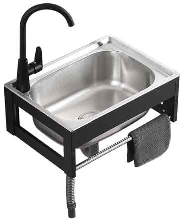 Fregadero De Pared De Acero Inoxidable Fregadero De Cocina Comercial Fregadero De Mano Con Grifos Para Garaje, Cocina, Baño, Restaurante, Fácil De Limpiar (38x32cm)