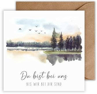 Trauerkarte mit Umschlag - Kondolenzkarte Beerdigung Beileidskarte Du Bist Bei Uns Bis Wir Bei Dir Sind (125 x 125 mm)