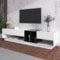 Merax TV-Schrank, Lowboard,Fernsehschrank,TV Tisch,Modernes Design mit Schubladen und Fächern190x40x42 cm Hochglanz-Weiß und Schwarz A