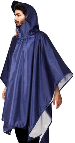 NebulaGlam Mehrzweck Regenmantel, 3-in-1 Mehrzweck Regenponcho Wasserdicht, Regenmantel Wasserdicht Unisex für im Freien Fahrrad Wandern Camping Wandern Angeln (Blau)