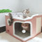 Spindro Grand lit pour Chat d'intérieur, Niche Pliable pour Chat, Maison Cube avec Tapis à griffer, Lit Moderne pour Chien avec Coussin Doux Lavable, 43x43x33cm,Rose