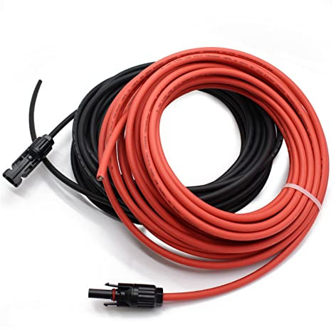 ChunLK Câble d'extension de fil solaire, une paire de 6M 8M10M foncé + rouge 2,5 mm2 4 mm2 6 mm2 avec connecteur mâle et femelle(2.5mm2,10m black ad 10m red)