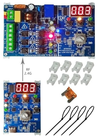 BTBEMO 2.4G RF Remote Control Traffic Light Controller Sequencer with 50 Sequences 3 Channel 85VAC-265VAC Easy to Program and Fix Installation Complete Accessories Digital Tube Display
