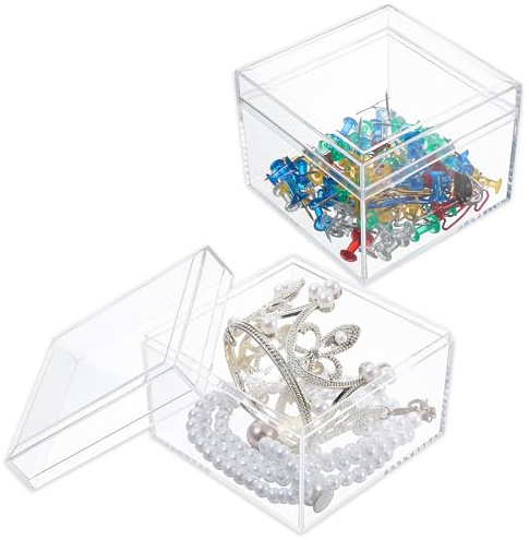 Gjinxi 2 kleine transparente Vitrinen-Box, Acryl-Vitrinen, für Erinnerungsstücke, Diorama, Zusammenbauen, Diorama-Vitrine, staubdichter Schutz, Vitrine für Sammlerstücke, Erinnerungsstücke, Figuren