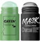 2 Pack Clay Mask Stick, Green Tea Mask Stick + Charcoal Clay Face Mask Stick, Pores Face Masks Skincare, Mud Mask Stick, Green Mask Stick, Blackhead Remover, for All Skin Types