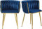 Lot de 2 chaises de salle à manger rembourrées en velours bleu avec pieds en métal doré pour salle à manger, meuble, salon, design tissé élégant, confortable et élégant