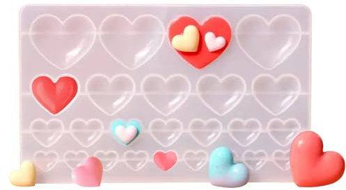 Janety 25 stampi a forma di cuore cavità in silicone, 4 misure, stampo in silicone a forma di cuore, resina epossidica, fai da te, per gioielli, ciondoli, fatti a mano, sapone a forma di cuore