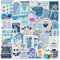 Onperpoe 50 Pcs Blue Cartoon Book Stickers, Waterproof Vinyl Stickers for Water Bottle, Laptop, Phone, Scrapbook, Luggage