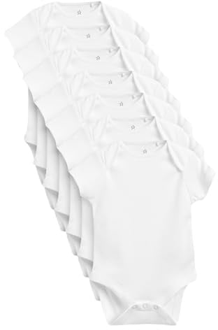 NEXT Baby Kurzärmlige Strampelanzüge aus Bio-Baumwolle, 7er-Pack