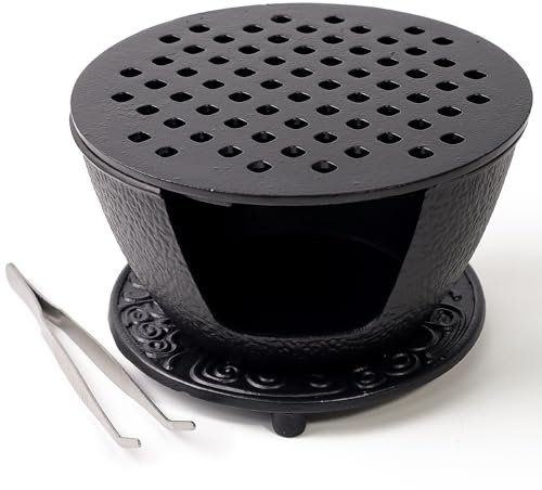 BEYLAB Porte-encens en fonte avec couvercle, support polyvalent pour tout bâton d'encens, cônes d'encens, résines, décor zen japonais traditionnel japonais, aromathérapie et pleine conscience