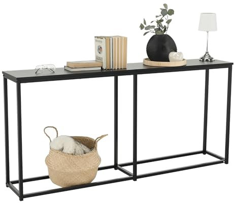 Kondela Konsolentisch Industrial - Schmal 30cm, Schwarz, Metall Rahmen, Konsolen Tisch/Regal für Wohnzimmer, Flur, Schlafzimmer, Vielseitig als Ablagetisch oder Dekoration, Eingangstisch Busta