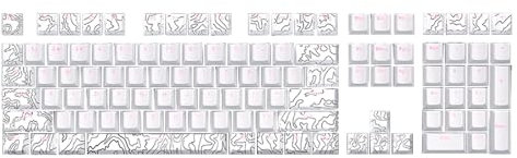 Cnrfeoap 108Keys KeyCaps Customs Line Customes Set White Set Front Print Key Caps per Tastiera Meccanica
