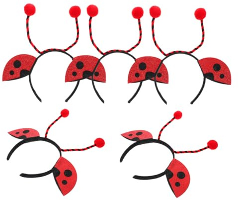 IWOWHERO 5 Stück Teiliges Ladybug Cosplay Haarband Weiches Bequemes Stirnband mit Niedlichen Marienkäfer-details für Halloween Themenpartys Fasching und Kostüm-events