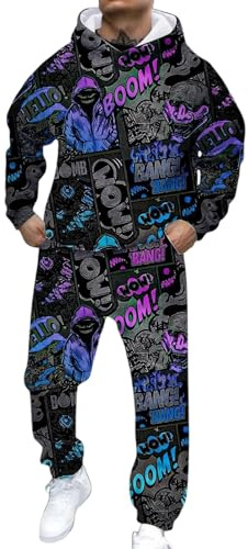 Generisch Tuta da uomo alla moda con stampa completa, design casual, pantaloni da jogging streetwear, abbigliamento quotidiano da uomo
