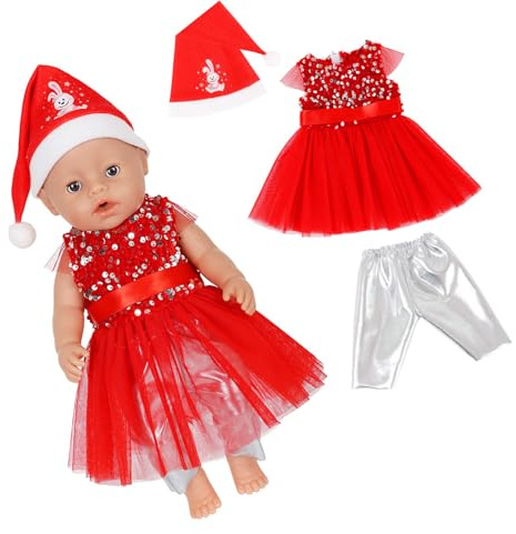 X-Institute Weihnachtsthema Puppenkleidung 18-Zoll Mädchen Outfit Weihnachten Halloween Kostüm Verkleidungszubehör Für 43 cm Große Puppen Halloween Weihnachtskleidung